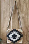 Cream & Black & Tan Western Crossbody Bag