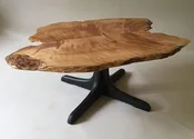 Live Edge Coffee Table with Red Birch &amp;amp; Ebonized Ash Base