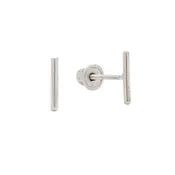 10K Solid White Gold Bar Stud