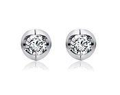 2ctw Round Lab Grown Half Moon Studs FH-VS in 14K White Gold