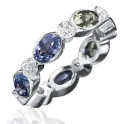 Blue & Green Sapphire Diamond Ring