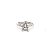 0.06 Carat Baguette Shape Diamond 14 Karat White Gold Semi Mount Ring