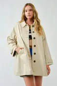 A Line Trench Coat with Plaid Lining in Beige by Aaron & Amber