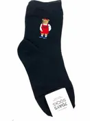 7DAYSSOCKS Women's Black Crew Cotton Blend Bear Socks
