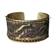 Antique South East Asian Textile Cuff on Silver
