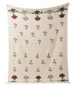 06164 Mauve & Yellow Block Print Flower Throw