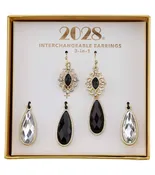 3-In-1 Teardrop & Clear Crystal Interchangeable Earring Set