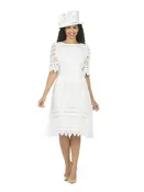 1pc Elbow Length Slv Lux Lace Shift Dress - Plus