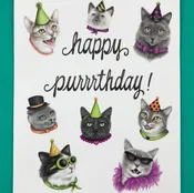 A2 Size Happy Purrrthday! Cat Card, Printed in Us