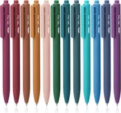 12 Pack Dark Vintage Retractable Gel Pens, 0.7mm Fine Tip