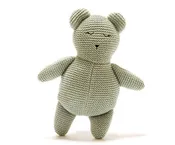 Organic Cotton Knitted Teal Teddy Bear Toy