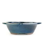 10" Wide Rim Oval Bonsai Pot - Teal
