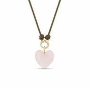 14k Rose Quartz Heart Pendant Paracord Necklace