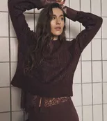 Amia Collared Knit Blouse - Grape