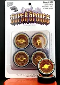 1/18 SUPER SPOKES FAT CAP K/O LOWRIDER SPOKED Rim & WW LOW PRO Tire Set GOLD