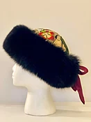 Green Rose Silk Brocade Tibetan Fox Fur Hat — Dö Kham