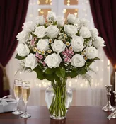 2 Dozen White Rose Vase