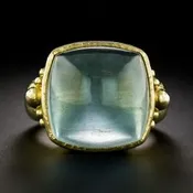 Elizabeth Locke 18K Aquamarine Cabochon Ring