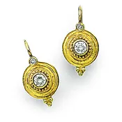 18K Diamond Step Circle Eardrops