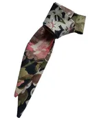 Skinny Bandana Necktie Scarf - Dark Floral, Cotton