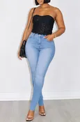Black Lace Corset Top with Lace-Up Back