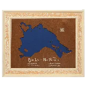 Bow Lake, New Hampshire Stained Wood and Distressed White Frame Lake Map Silhouette