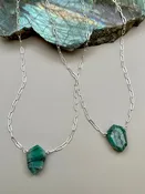 •AEON• emerald lil’ petal + silver necklace (various lengths)