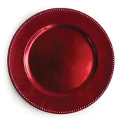Beaded Charger Plate-Red 13"D 12-Piece Set