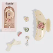 KitschPop™️Curved Claw Clip 7pc Set Vintage- Pearlized Cream