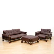 1970s El Rancho Leather Sofa & Chair Set by Maija Ruoslaht