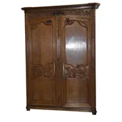 Antique oak wood French Wedding Armoire Wardrobe, circa 1780’s