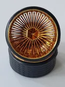1/24 - 1/18 SUPER SPOKES BULLET CAP K/O LOWRIDER SPOKED Rim & ULTRA LOW PRO Tire Set GOLD