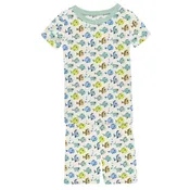 2 Piece Pajama Set (Short Sleeve & Shorts) - Natural Fishies