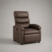 Fauteuil relax manuel inclinable en cuir synthétique brun taupe avec repose-pieds, 76 × 92 × 105 cm