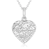 14k White Gold Heart Pendant
