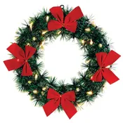 12" Holiday Lighted LED Car Wreath With 4 Bows