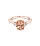 1.20ct Oval Three Stone Morganite GIA Certified Ring