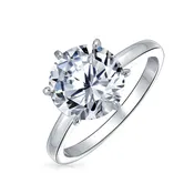 1.5CT 6 Prong CZ Solitaire Engagement Ring Rose Gold Plated Sterling Silver