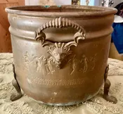 Copper Brass Planter Urn Figural Goat Handles Nymphs Fairies Flower lion feet
