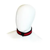 Adjustable Neoprene Collar with D-Ring by Fetish Pleasure Play in Red
