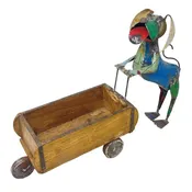 Brick Mold Wheelbarrow with Metal Dog Accents