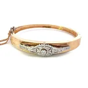 Vintage 14K Gold Bangle with 1920s Diamond Ring Centerpiece — Cresalia  Jewelers