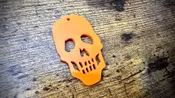 Acrylic Cutout Pendant—Large Skull—Bright Orange