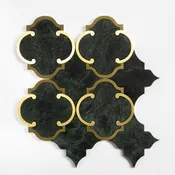 Brass, Verde Lucia Honed Casablanca Marble Mosaics 10 1/2x11 7/32