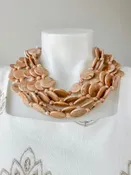 5 Row Marble Disc Necklace Beige