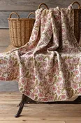 Clematis Botanical Print Cotton Throw
