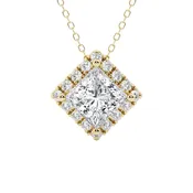 0.60 - 2.40 Total Carat Weight Princess Lab Grown Diamond Halo Pendant with Adjustable Chain