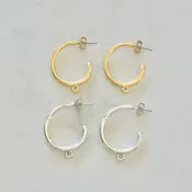 Pewter Textured Hammered Round Hoop 27mm x 21mm Chandelier (2pc)