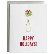 Chez Gagné - Happy Holidays Mistletoe Paperclip Letterpress Greeting Card