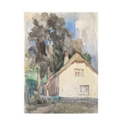 Bernard Harper Wiles (1883-1966) UK - Watercolor of British Thatched House